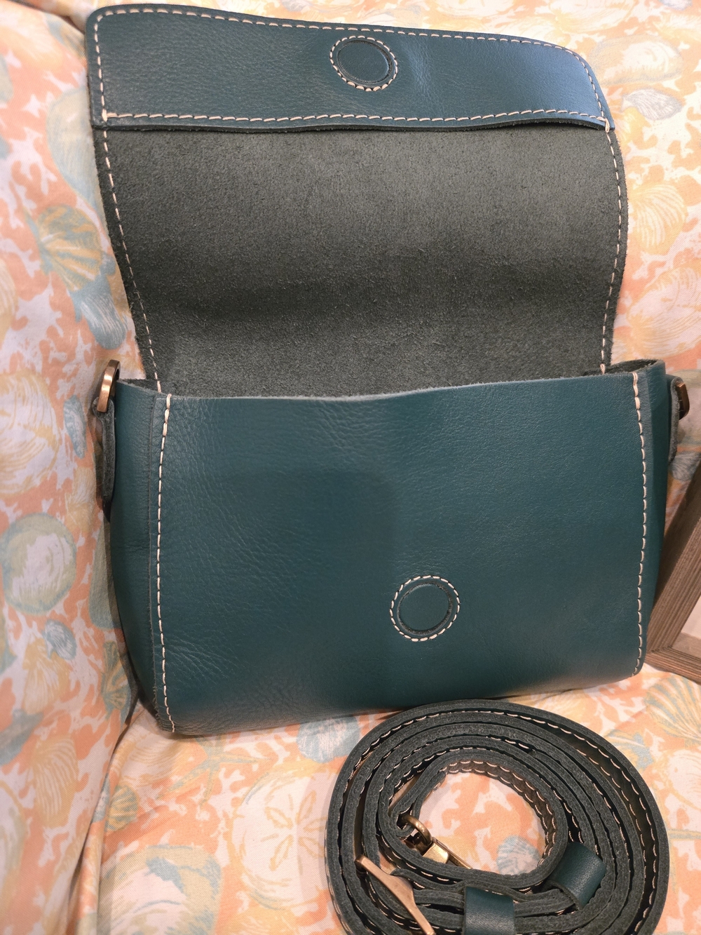 Portland Leather Dark Teal Crossbody Bag. EUC💙💚 - Picture 4 of 11